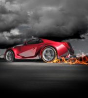 Sports car burnout. Original car design.
